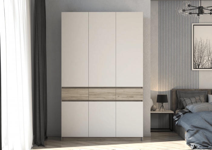 Шкаф Бостон ЛДСП ШК-002, крафт серый/кашемир