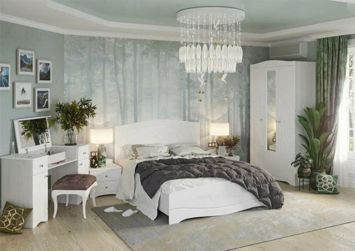 мс для спальни Флора ШК-3 ясень анкор светлый/софт пломбир