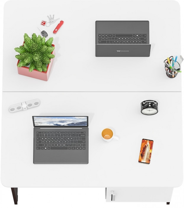 Два стола письменных С-МД-1-09, цвет венге/белый шагрень, ШхГхВ 210х57х75 см., НЕ универсальная сборка