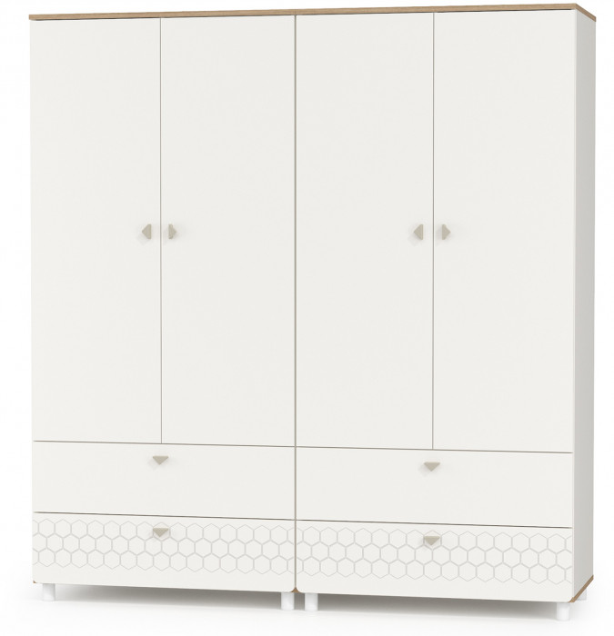 Эйп 13.334 Шкаф для одежды + 13.334 Шкаф для одежды, цвет белый/дуб белый, ШхГхВ 170х51,1х183,8 см., универсальная сборка