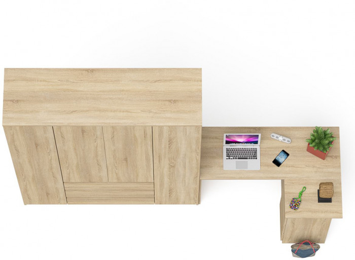 Мори компьютерный стол МС-16 правый + Шкаф МШ1600.1, дуб сонома