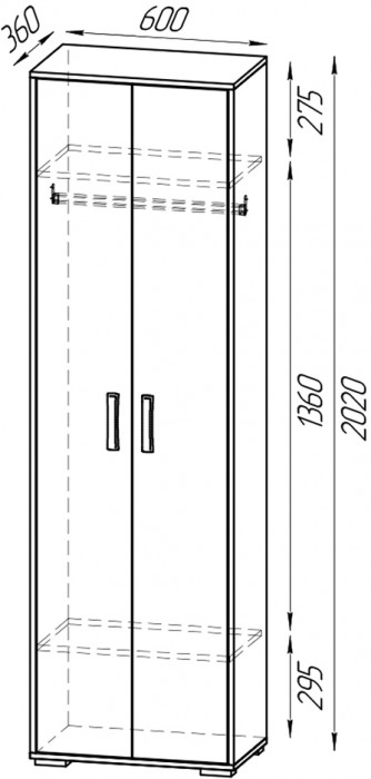 Прихожая 2-3430дкз/к.с Домино - Шкаф для одежды, дуб крафт золотой/кашемир серый