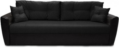 Диван-кровать Амстердам, 160х195, раскладной, еврокнижка, пружинный блок, рогожка/экокожа, черный