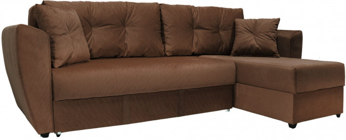 Диван-кровать угловой Амстердам Люкс, 150х200, еврокнижка, велюр, коричневый