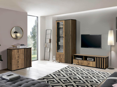 Модульная гостиная Либерти 2 (опора h20) Дуб вотан/Черный