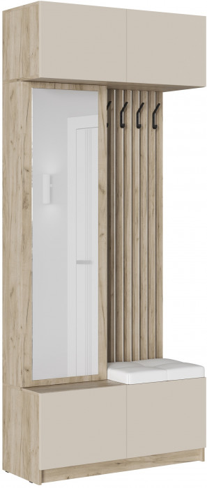 Модульная прихожая Бостон ЛДСП композиция 1, крафт серый/кашемир