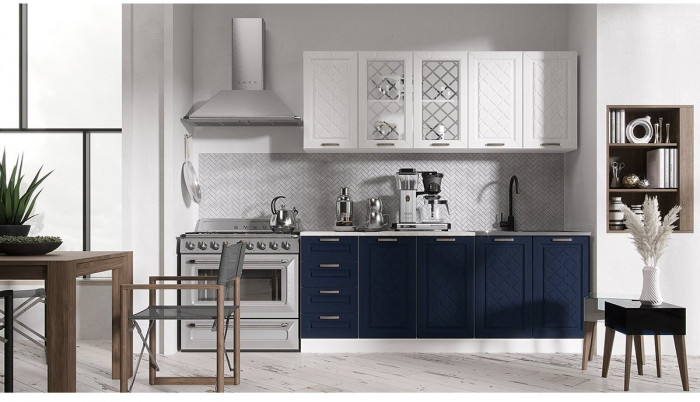 Кухня МДФ Агава 2000 (Акация белая / Моренга, Белый)