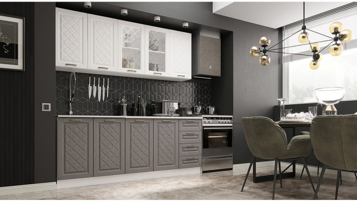 Кухня МДФ Агава 2000, Акация белая/Моренга