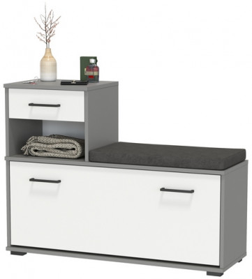 Лира ГК 2-0714граф/бел Тумба под обувь, цвет графит/белый, ШхГхВ 100х33х75,5 см., универсальная сборка