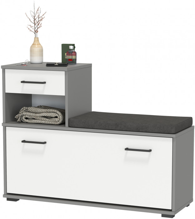 Лира ГК 2-0714граф/бел Тумба под обувь, цвет графит/белый, ШхГхВ 100х33х75,5 см., универсальная сборка