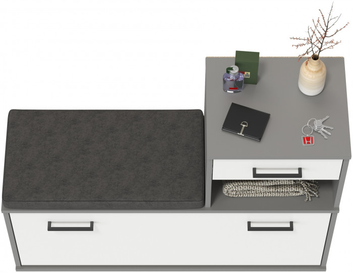 Лира ГК 2-0714граф/бел Тумба под обувь, цвет графит/белый, ШхГхВ 100х33х75,5 см., универсальная сборка