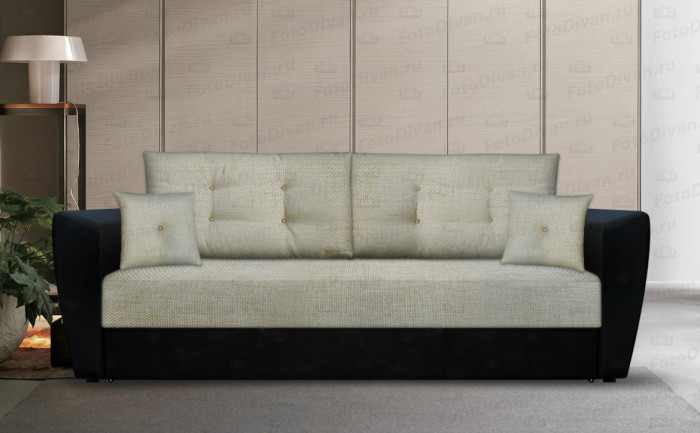 Диван-кровать Амстердам, 160х195, раскладной, еврокнижка, пружинный блок, рогожка/экокожа, коричнево бежевый