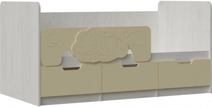 Юниор-4 Кровать 80х160 (Крафт белый, Шарли пинк)