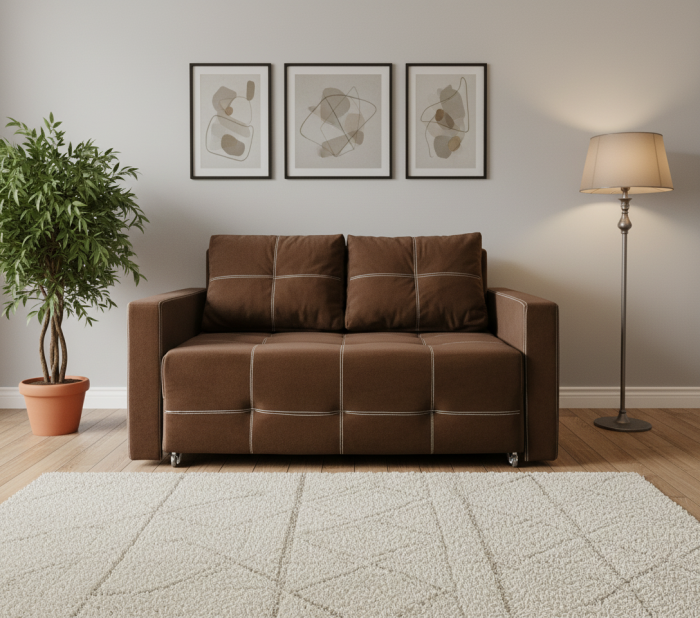 Диван-аккордеон Марс, сп.м. 160х200, велюр коричневый