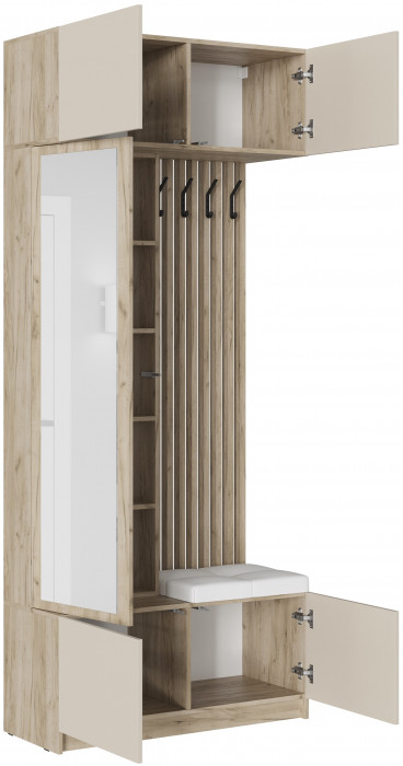 Модульная прихожая Бостон ЛДСП композиция 2, крафт серый/кашемир